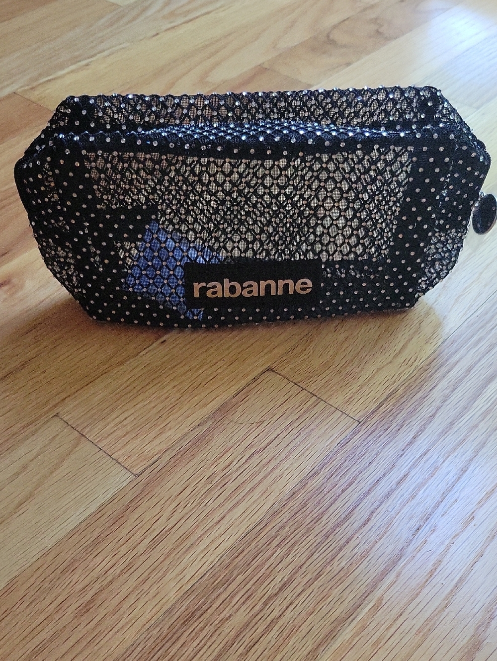 Black Mesh Rhinestone Cosmetic Pouch